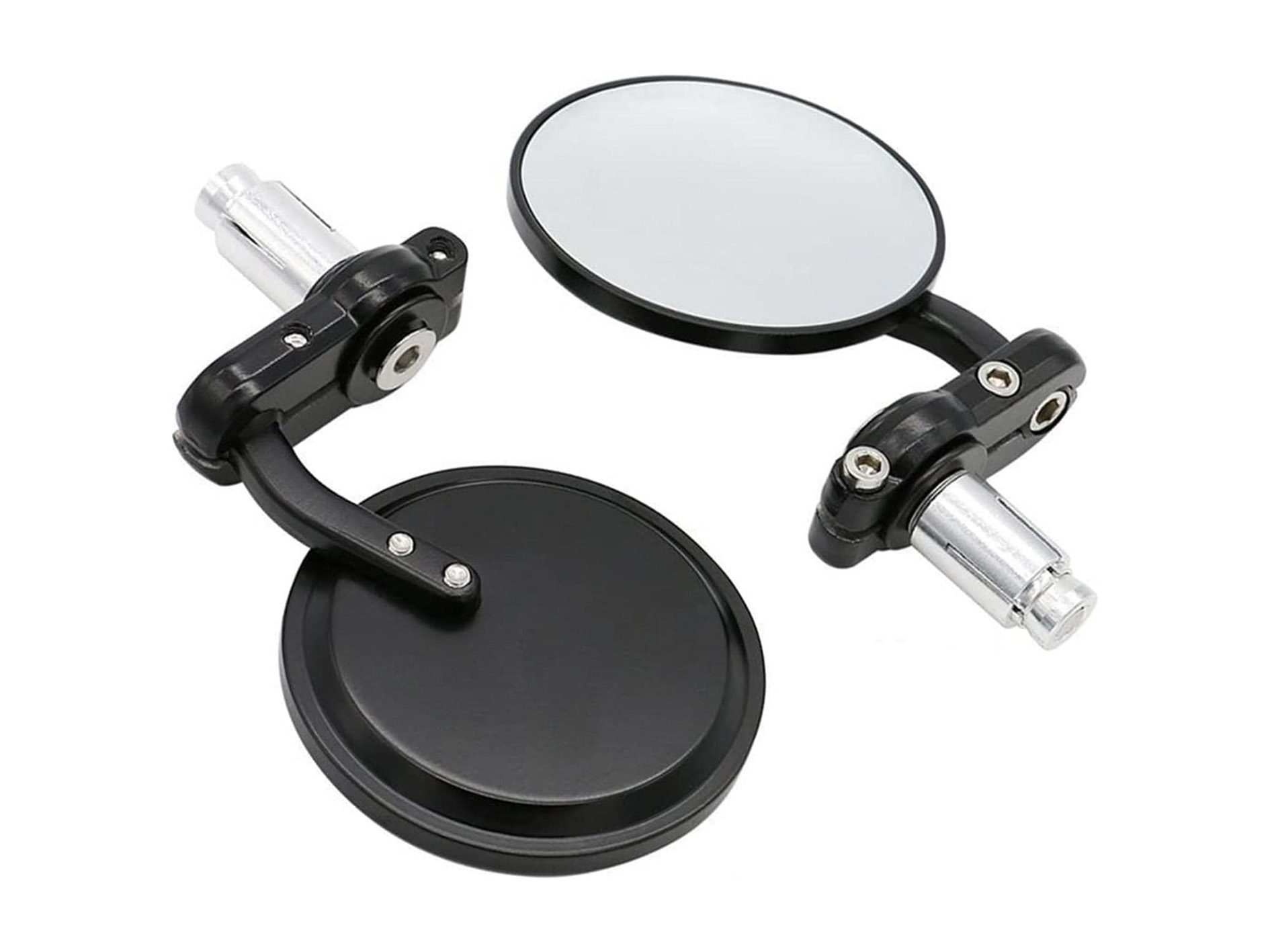 PAR ESPEJOS CAFE RACER REDONDOS NEGROS