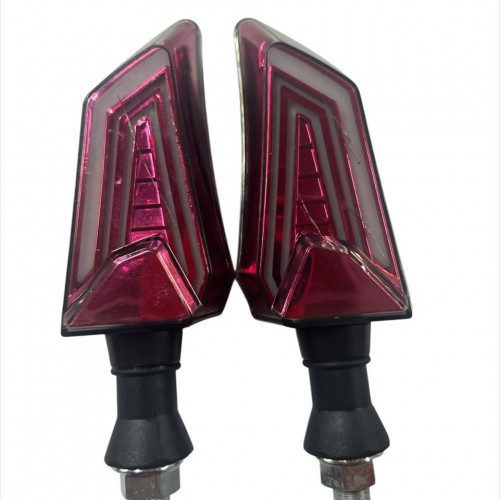 Par Direccionales LED Tres Puntas Rosado Moto