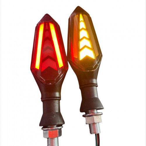 Direccional Secuencial Led Dos Caras Ámbar Rojo Moto