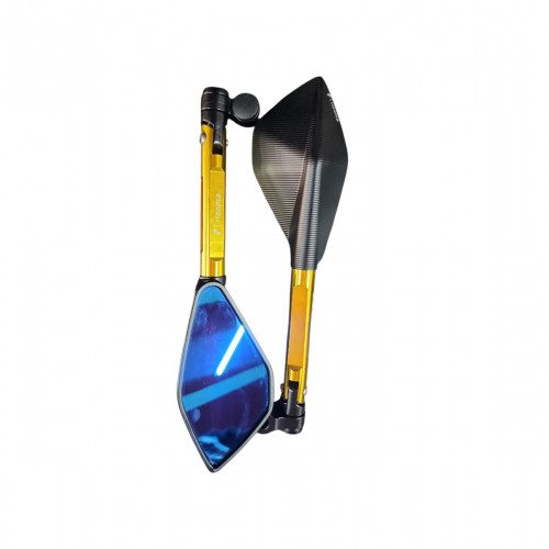 Par Espejos De Lujo Largos Rizoma 5 Puntas Dorados Para Moto