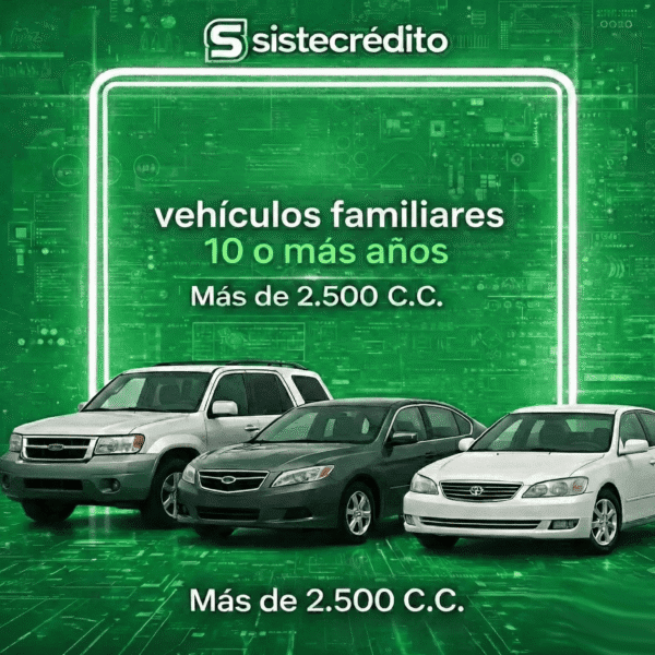 Soat Vehículos Familiares Menos de 10 Años Más de 2.500 C.C Con Sistecredito