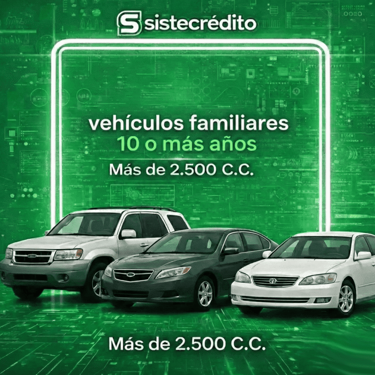 Soat Vehículos Familiares Menos de 10 Años Más de 2.500 C.C Con Sistecredito